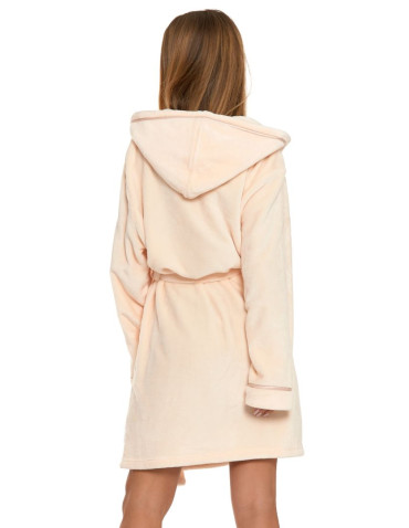 Szlafroki - Ciepły szlafrok damski z wiązaniem JASNY BEŻOWY - produkt 3