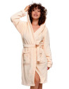 Ciepły szlafrok damski z wiązaniem JASNY BEŻOWY