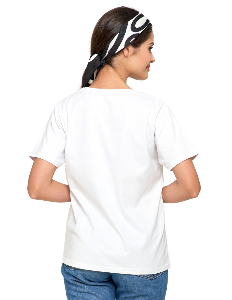 Koszulki i topy - Koszulka damska bawełna Premium T-shirt dekolt okrągły BIAŁY - produkt moraj.pl 3
