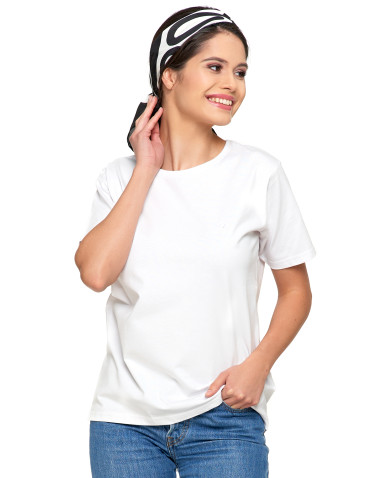 Koszulki i topy - Koszulka damska bawełna Premium T-shirt dekolt okrągły BIAŁY - produkt 4