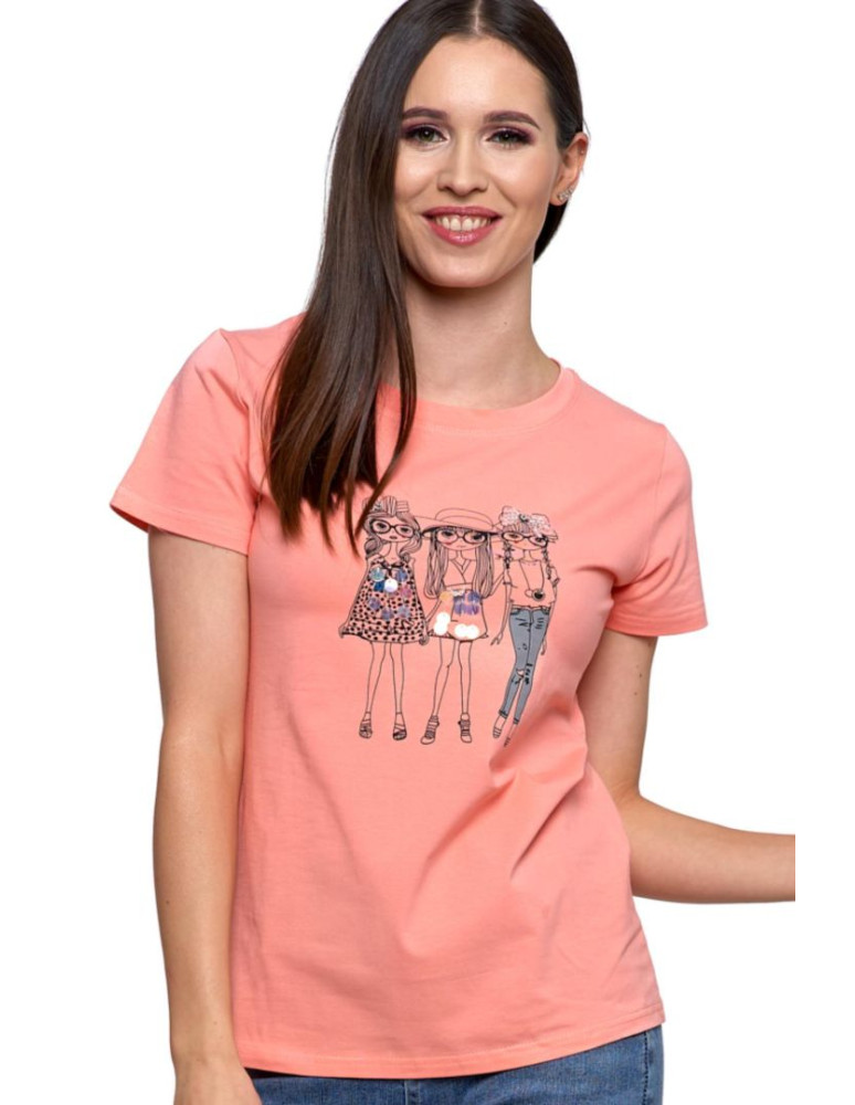 Koszulki i topy - Damski t-shirt z cekinami glamour POMARAŃCZOWY - produkt moraj.pl 1