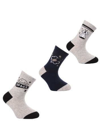 Długie - Skarpetki chłopięce długie szeroki ścigacz kosmos 3-pak WIELOKOLOROWY - produkt 5