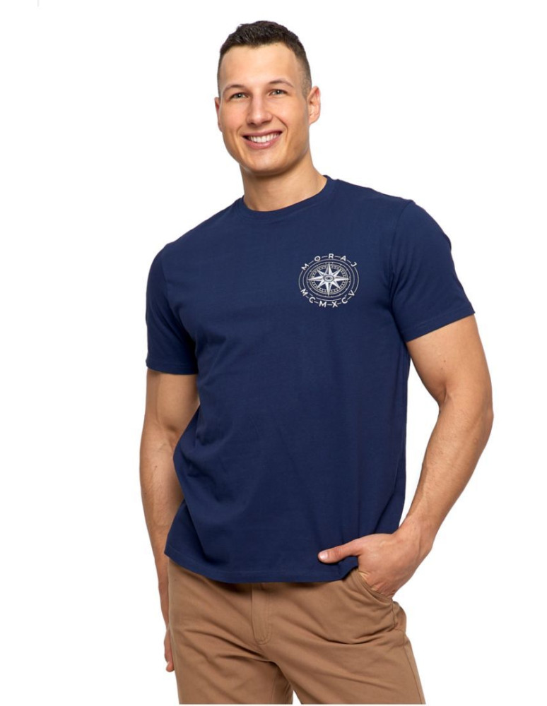 Koszulki, topy, koszule - Koszulka męska T-shirt z krótkim rękawem GRANATOWY - produkt moraj.pl 1