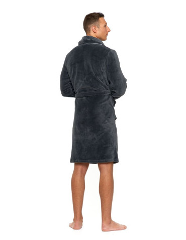 Szlafroki - Szlafrok męski krótki puszysty GRANATOWY - produkt 8