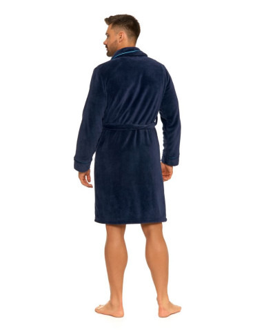 Szlafroki - Szlafrok męski krótki puszysty GRANATOWY - produkt 12