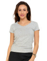 T-shirt damski bawełniany z dekoltem V JASNY SZARY