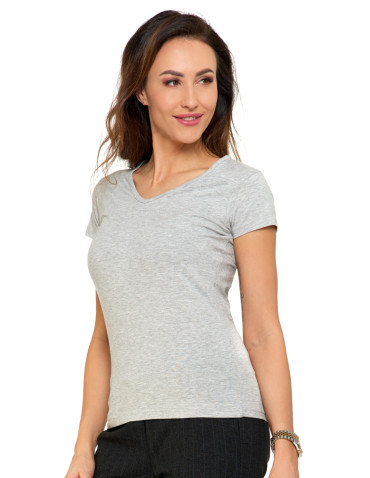 Koszulki i topy - T-shirt damski bawełniany z dekoltem V GRANATOWY - produkt 30