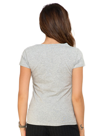 Koszulki i topy - T-shirt damski bawełniany z dekoltem V GRANATOWY - produkt 31