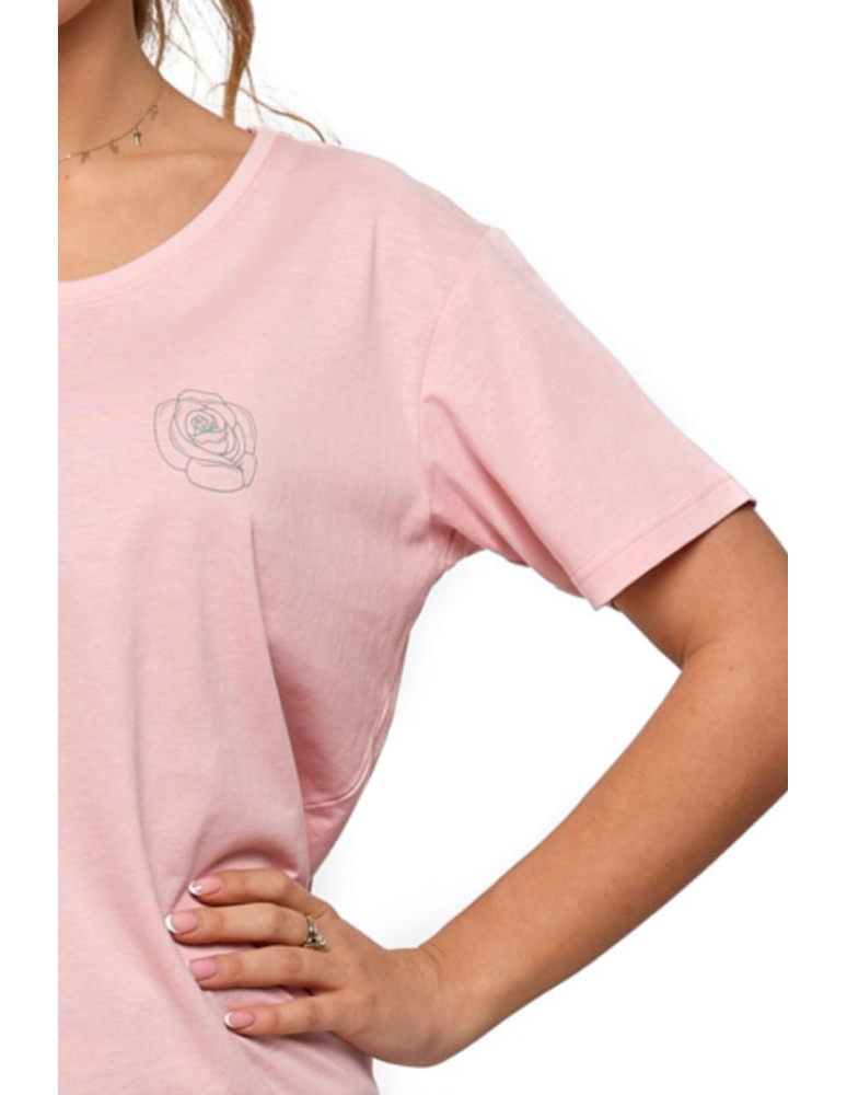 Bluzki i koszule - T-shirt damski z linearną różą RÓŻOWY - produkt moraj.pl 3