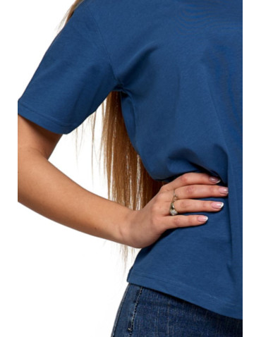 Bluzki i koszule - T-shirt damski z linearną różą GRANATOWY - produkt 2