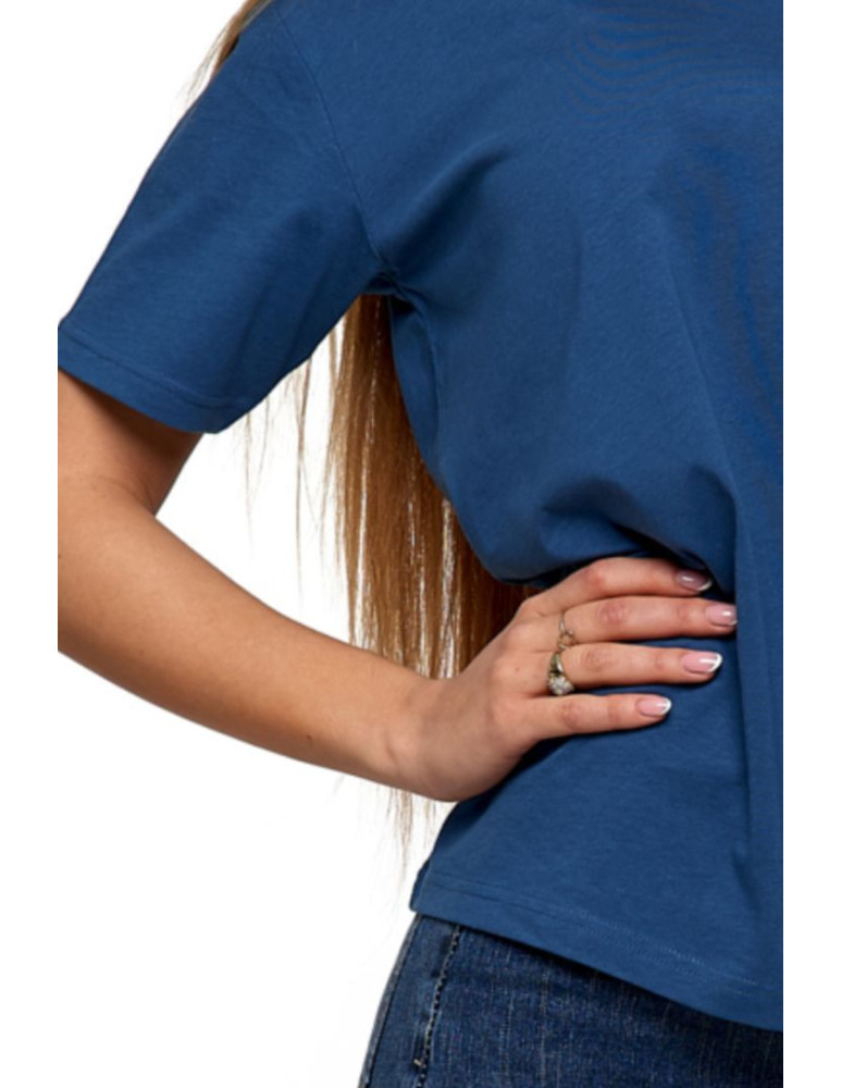 Bluzki i koszule - T-shirt damski z linearną różą GRANATOWY - produkt moraj.pl 2