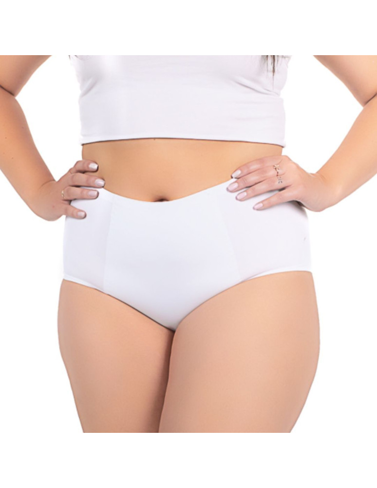 Figi - Figi damskie laserowo cięte z wysokim stanem plus size BIAŁY - produkt moraj.pl 1