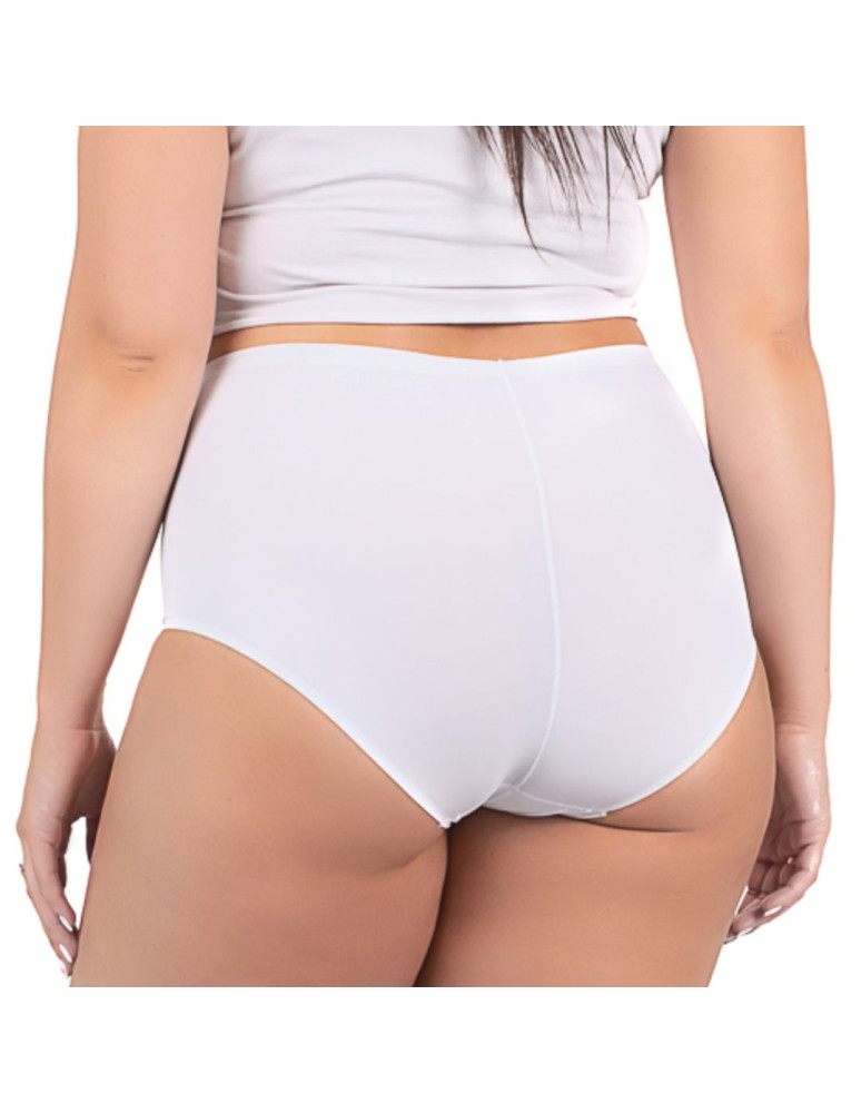 Figi - Figi damskie laserowo cięte z wysokim stanem plus size BIAŁY - produkt moraj.pl 2