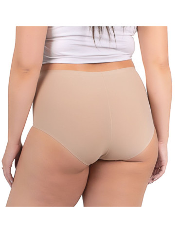 Majtki figi - Figi damskie laserowo cięte z wysokim stanem plus size BEŻOWY - produkt 2