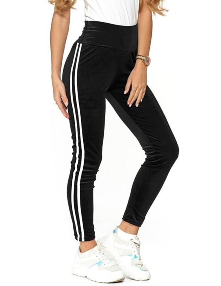 Legginsy - Legginsy welurowe z wysokim stanem Plus Size CZARNY - produkt moraj.pl 2