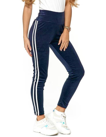 Legginsy - Legginsy welurowe z wysokim stanem Plus Size GRANATOWY - produkt 1
