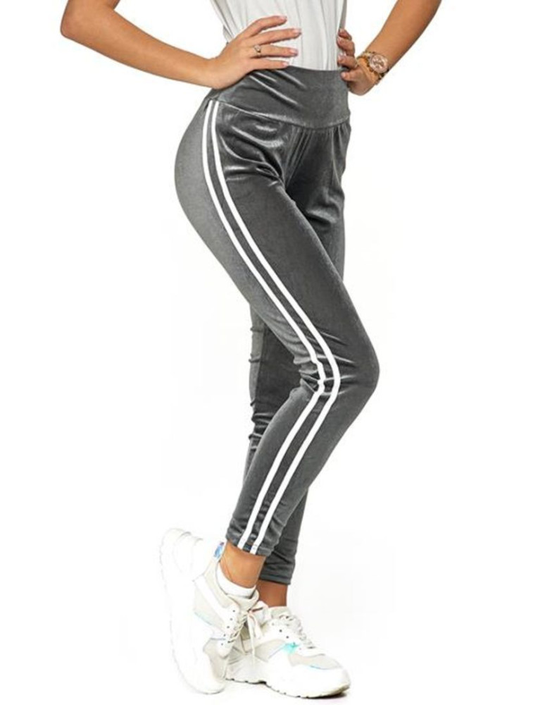 Legginsy - Legginsy welurowe z wysokim stanem Plus Size GRAFIT - produkt moraj.pl 2