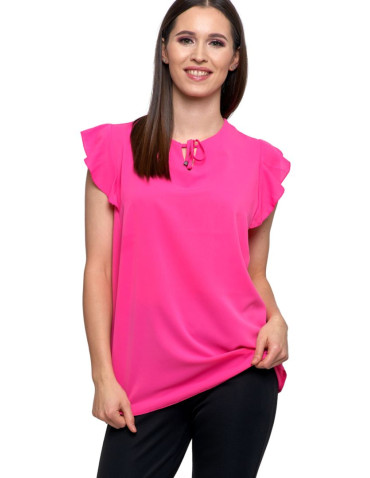 Gładka bluzka damska z motylkowym rękawkiem