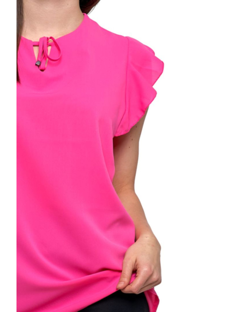 Bluzki i koszule - Gładka bluzka damska z motylkowym rękawkiem MALINOWY - produkt moraj.pl 2