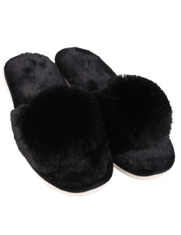 Kapcie damskie klapki domowe z ozdobnym pomponem