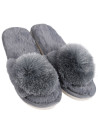 Kapcie damskie klapki domowe z ozdobnym pomponem SZARY