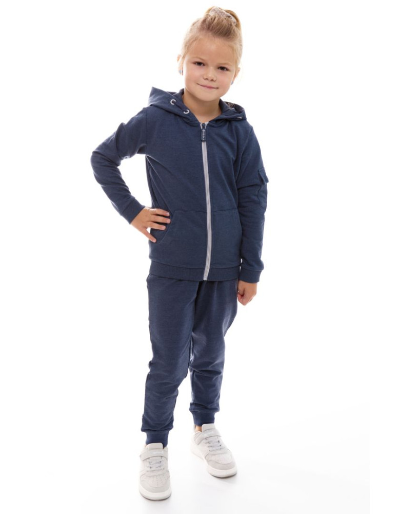 Dziewczynka - Bluza dresowa dziewczęca zapinana na zamek CIEMNY NIEBIESKI - produkt moraj.pl 4