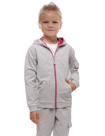 Dziewczynka - Bluza dresowa dziewczęca zapinana na zamek szara SZARY - produkt 1