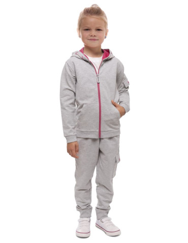 Dziewczynka - Bluza dresowa dziewczęca zapinana na zamek szara SZARY - produkt 2
