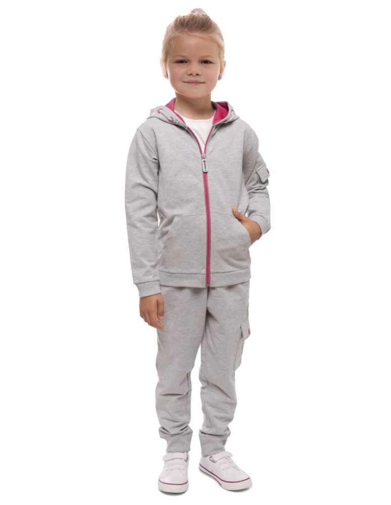 Dziewczynka - Bluza dresowa dziewczęca zapinana na zamek szara SZARY - produkt moraj.pl 2