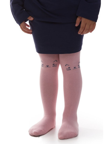 Rajstopy - Bawełniane rajstopy dla dziewczynki RÓŻOWY - produkt 1