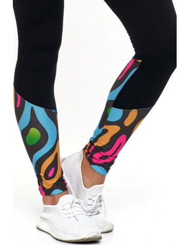 Legginsy - Sportowe legginsy damskie z podwyższonym stanem CZARNY - produkt 3