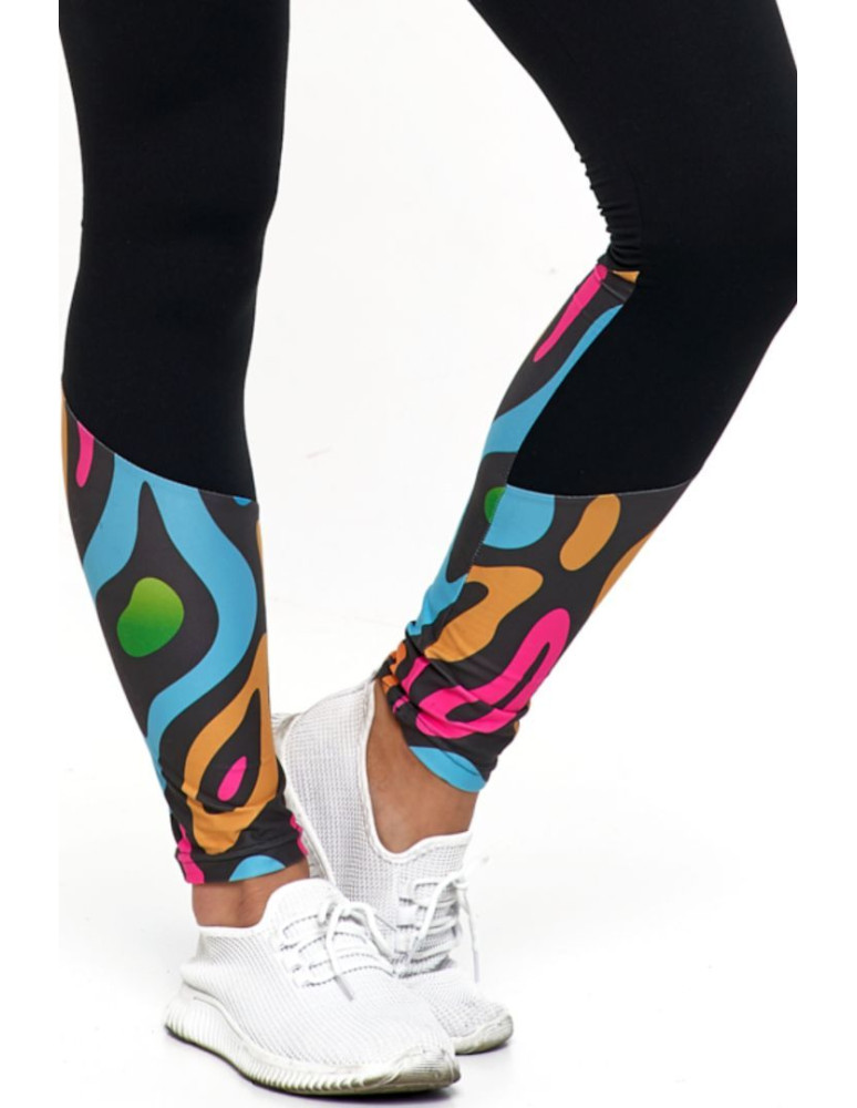 Legginsy - Sportowe legginsy damskie z podwyższonym stanem CZARNY - produkt moraj.pl 3