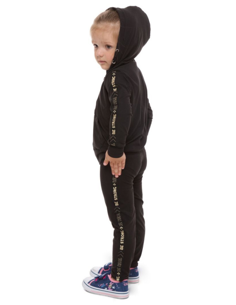 Dziewczynka - Bluza dziewczęca rozpinana z kapturem z efektem peach touch CZARNY - produkt moraj.pl 3