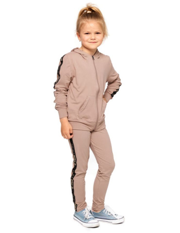 Dziewczynka - Bluza dziewczęca rozpinana z kapturem z efektem peach touch BEŻOWY - produkt 2