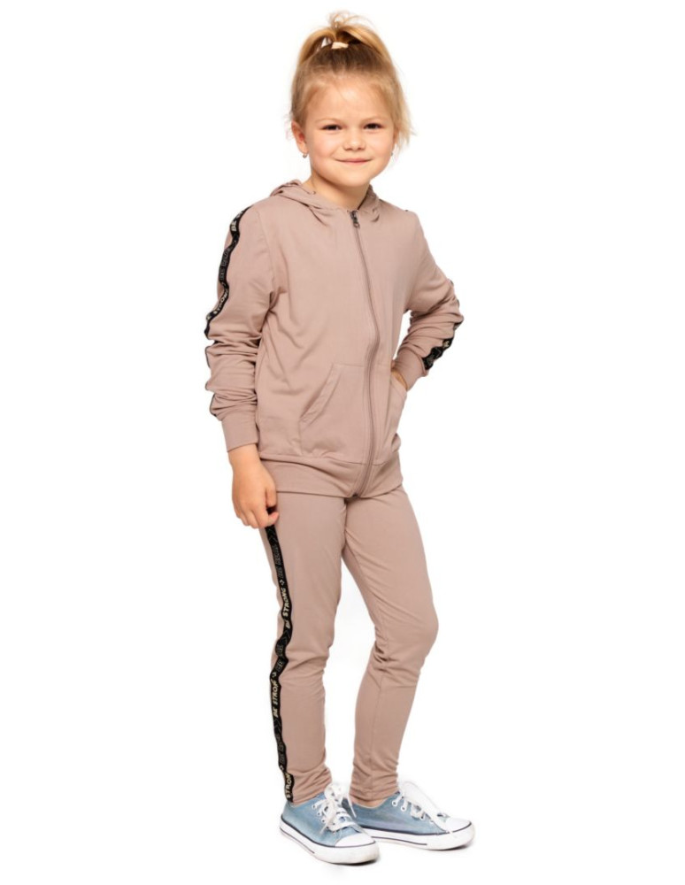 Dziewczynka - Bluza dziewczęca rozpinana z kapturem z efektem peach touch BEŻOWY - produkt moraj.pl 2
