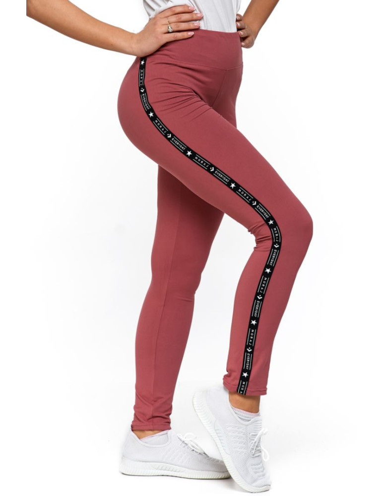 Legginsy - Legginsy damskie wysoki stan z efektem peach touch RÓŻOWY - produkt moraj.pl 3