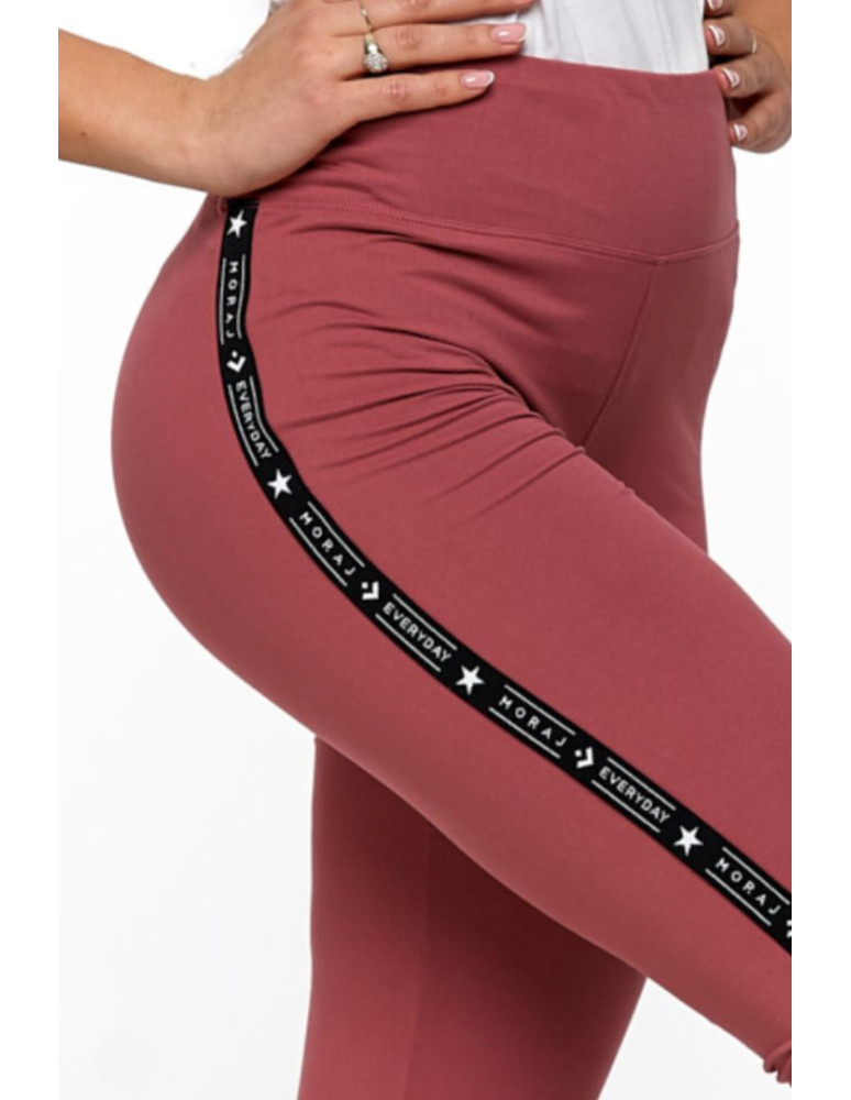 Legginsy - Legginsy damskie wysoki stan z efektem peach touch RÓŻOWY - produkt moraj.pl 4