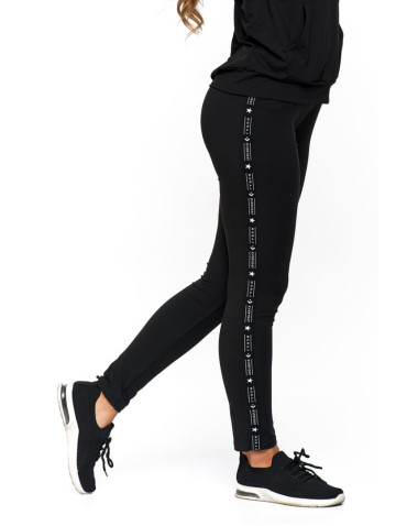 Legginsy - Legginsy damskie wysoki stan z efektem peach touch CZARNY - produkt 4