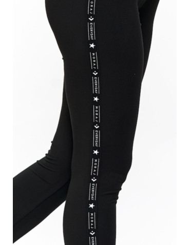 Legginsy - Legginsy damskie wysoki stan z efektem peach touch CZARNY - produkt 5