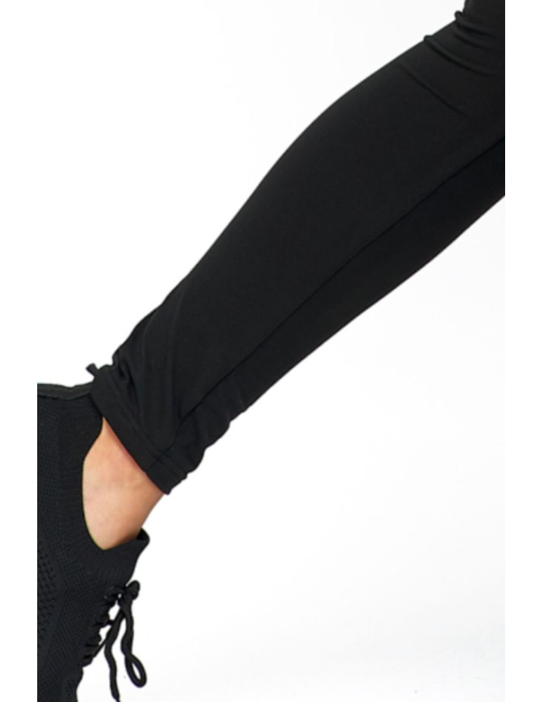 Legginsy - Legginsy damskie wysoki stan z efektem peach touch CZARNY - produkt moraj.pl 6