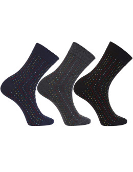 Męskie długie skarpety klasyczne w kolorowe kropki 3-pak