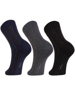 Męskie długie skarpety klasyczne w kolorowe kropki 3-pak  - produkt 2