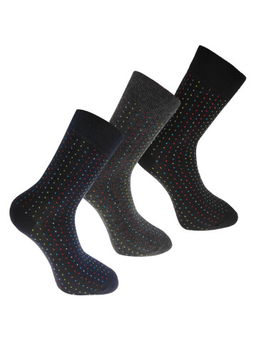 Długie - Męskie długie skarpety klasyczne w kolorowe kropki 3-pak WIELOKOLOROWY - produkt 10