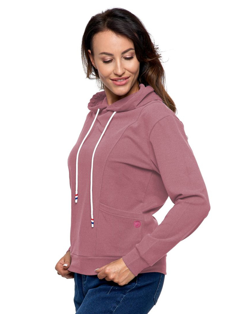 Bluza damska cosy sportowa z kapturem i kieszeniami RÓŻOWY