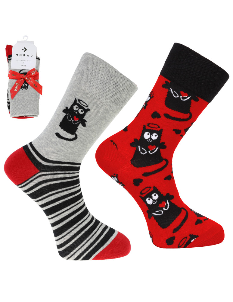 Długie - Walentynkowe skarpetki dla par zakochany kotek 2-pak WIELOKOLOROWY - produkt moraj.pl 1