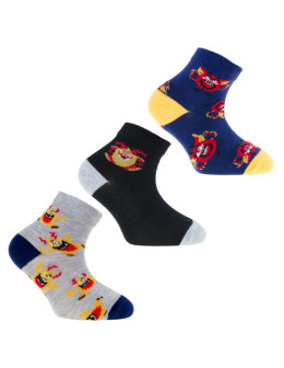 Skarpety krótkie dziecięce bawełniane potworki 3-pak