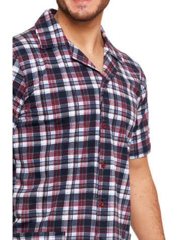 Krótki rękaw - Piżama męska bawełniana z rozpinaną koszulą GRANATOWY - produkt 6