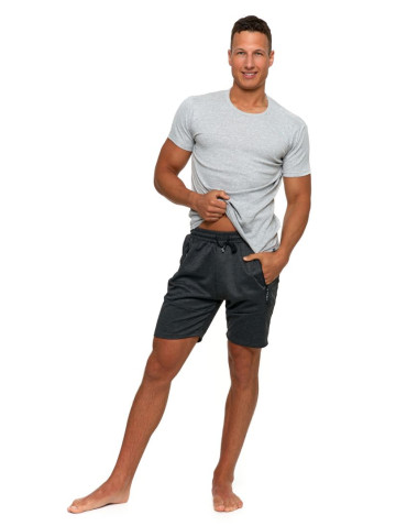 Szorty męskie - Krótkie spodenki męskie dresowe z kieszeniami CIEMNY SZARY - produkt 2