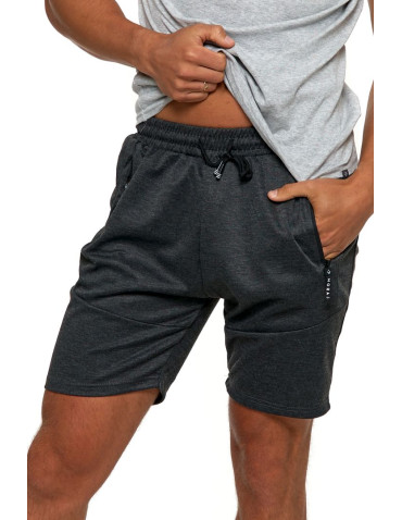 Szorty męskie - Krótkie spodenki męskie dresowe z kieszeniami CIEMNY SZARY - produkt 4