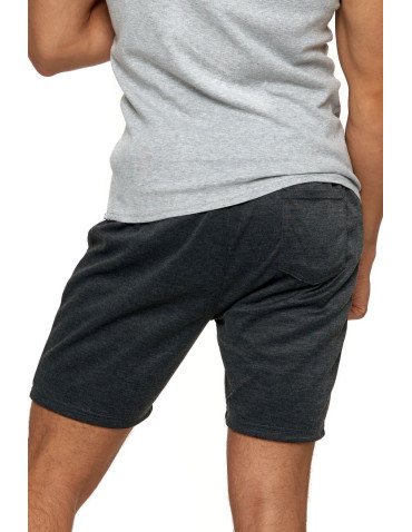 Szorty męskie - Krótkie spodenki męskie dresowe z kieszeniami CIEMNY SZARY - produkt 5